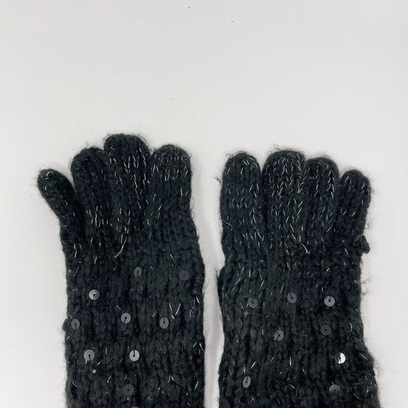 Charming Charlie Knit Sequin Gloves Black Womens Cozy Warm One Size Acrylic - Picture 3 of 8